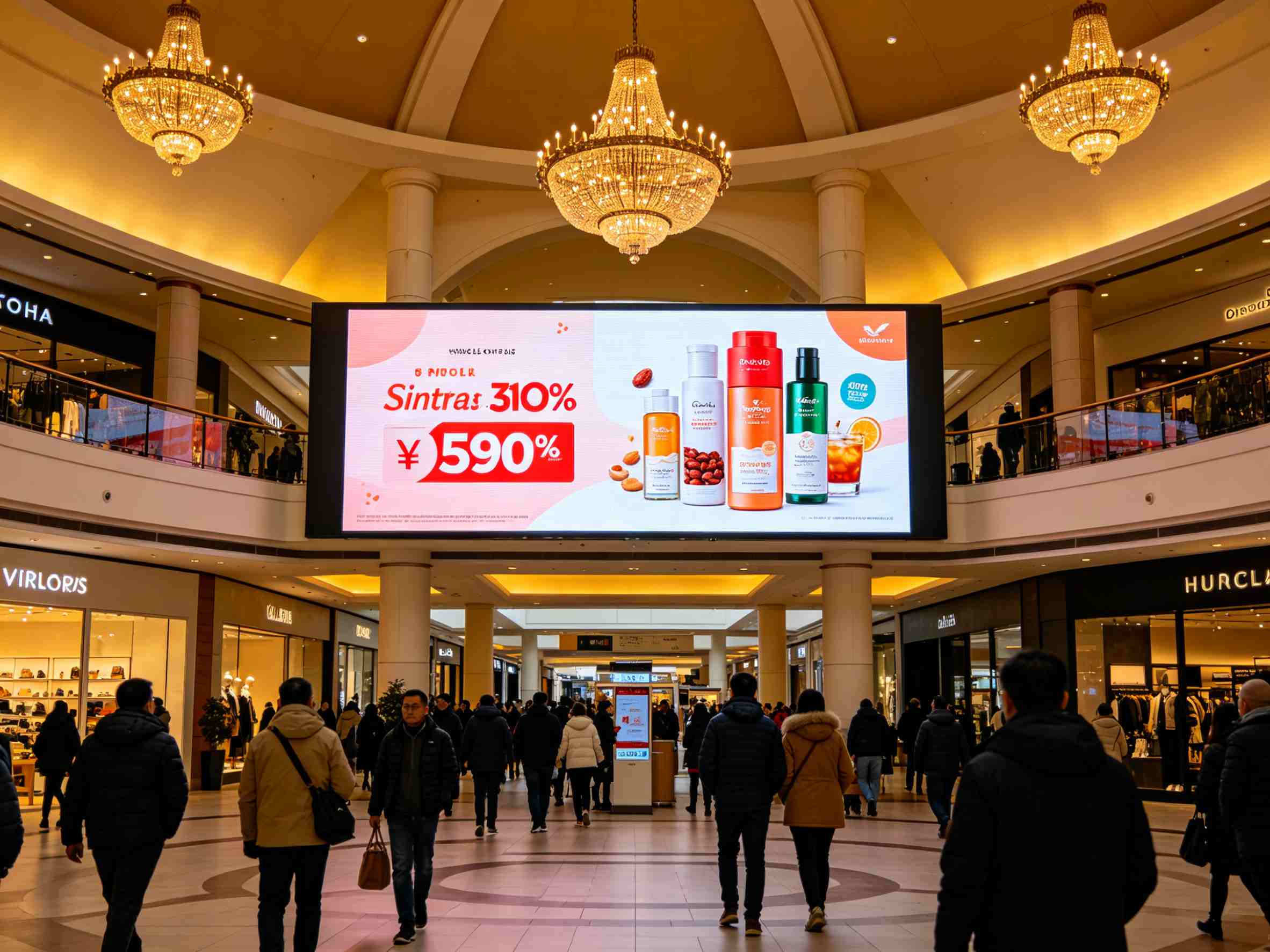 High-definition large screen in shopping mall