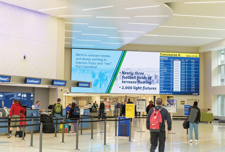 Airport LED displays for indoor and outdoor wayfinding