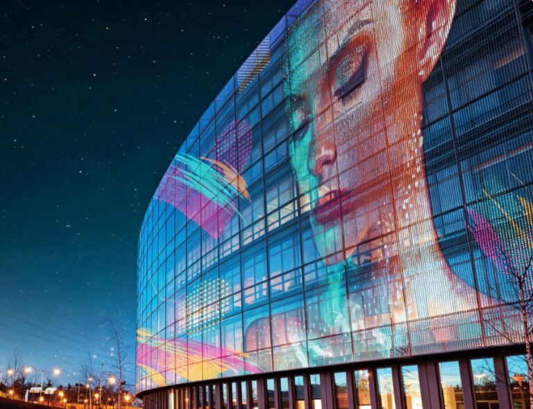 Transforming Building Facades with Lightweight High-Transparency LED Meshes